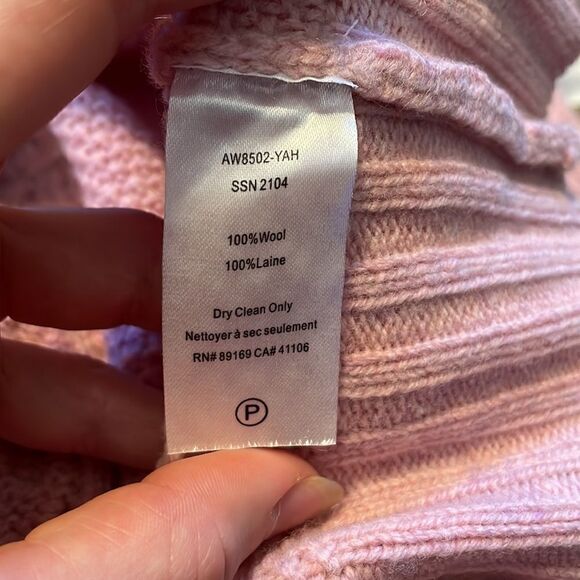 ATM Wool Cable Knit Turtleneck Sweater Blush Pink - Picture 9 of 10